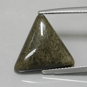 6.16 ct Yellow Obsidian Gemstone, Obsidian Gem in Trillion Cabochon Shape for Sale.