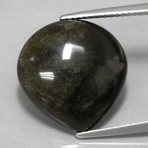 8.58 ct Yellow Obsidian Gemstone, Obsidian Gem in Pear Cabochon Shape for Sale.