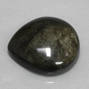 8.58 ct Yellow Obsidian Stone, Natural Obsidian in Pear Cabochon Shape for Sale