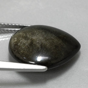 Obsidian Gemstone in 16.5 x 16 mm Size for Sale, Obsidian Stone in Gold Sheen Color