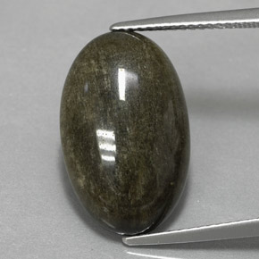 7.22 ct Gold Obsidian Gemstone, Obsidian Gem in Oval Cabochon Shape for Sale.