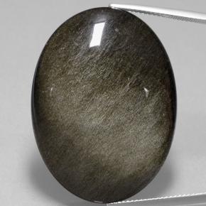 58.06 ct Black Obsidian Gemstone, Obsidian Gem in Oval Cabochon Shape for Sale.