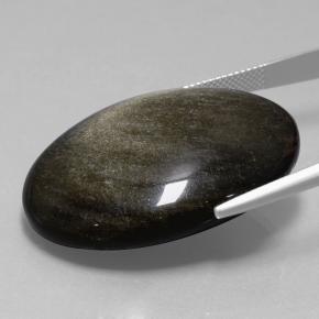 Obsidian Gemstone in 37.2 x 27.6 mm Size for Sale, Obsidian Stone in Gold Sheen Black Color