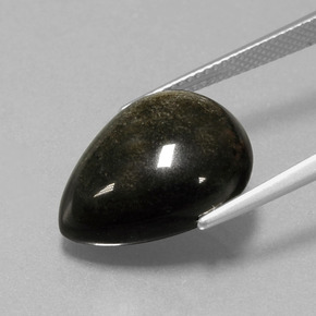 Obsidian Gemstone in 18 x 14 mm Size for Sale, Obsidian Stone in Gold Sheen Color