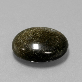 9.57 ct Gold Obsidian Stone, Natural Obsidian in Oval Cabochon Shape for Sale