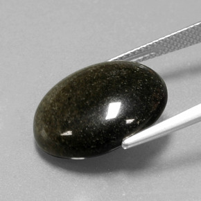 Obsidian Gemstone in 17.2 x 14.2 mm Size for Sale, Obsidian Stone in Gold Sheen Color