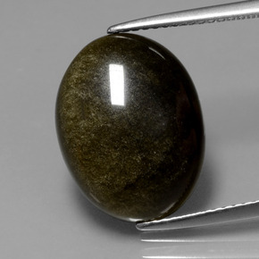 6.16 ct Yellow Obsidian Gemstone, Obsidian Gem in Oval Cabochon Shape for Sale.