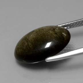 Obsidian Gemstone in 16 x 12 mm (calibrated) Size for Sale, Obsidian Stone in Gold Sheen Color