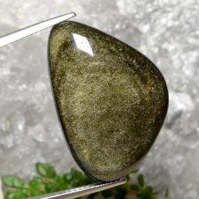 22.45 ct Black Obsidian Gemstone, Obsidian Gem in Fancy Cabochon Shape for Sale.