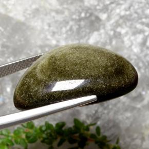 Obsidian Gemstone in 26.7 x 18.2 mm Size for Sale, Obsidian Stone in Gold Sheen Black Color