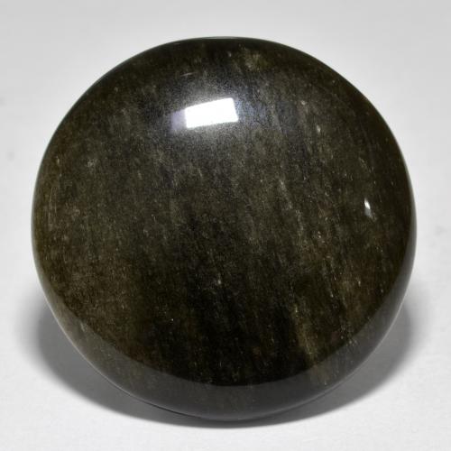 Black with Gold Sheen Obsidian Gem - 34.7ct Round Cabochon (ID: 391415)