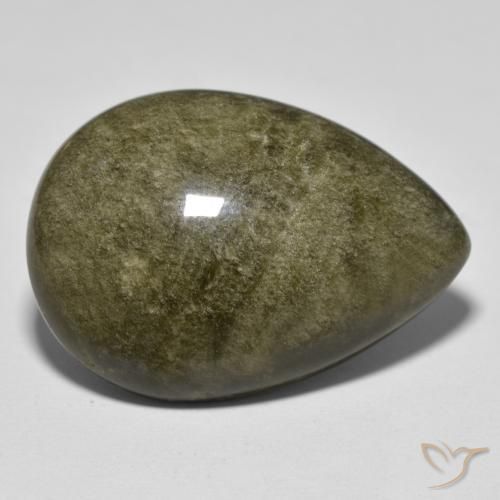 33.02 ct Golden Obsidian Stone, Natural Obsidian in Pear Cabochon Shape for Sale