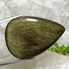 30.16 ct Black Obsidian Stone, Natural Obsidian in Pear Cabochon Shape for Sale