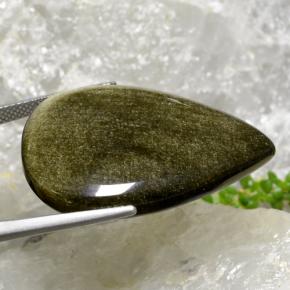 Obsidian Gemstone in 32.7 x 23.4 mm Size for Sale, Obsidian Stone in Blackish Brown Color