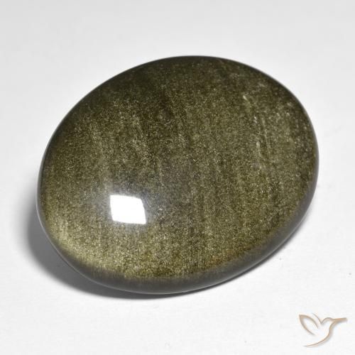 32.49 ct Multicolor Obsidian Stone, Natural Obsidian in Oval Cabochon Shape for Sale