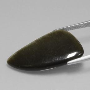 Obsidian Gemstone in 28.7 x 16.4 mm Size for Sale, Obsidian Stone in Gold Sheen Black Color