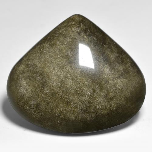 Black with Gold Sheen Obsidian Gem - 38.7ct Pear Cabochon (ID: 391483)
