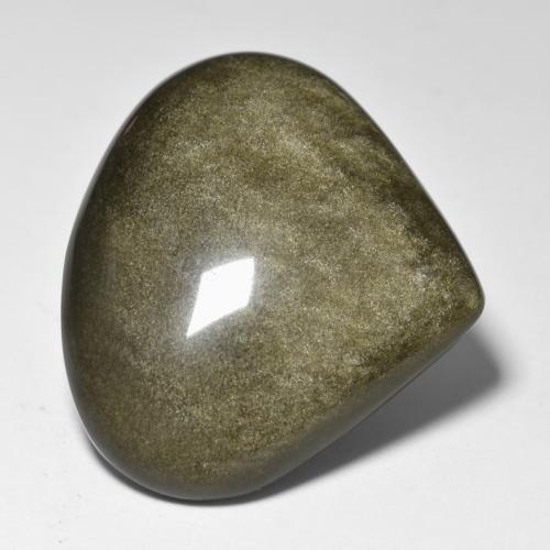 38.72 ct Golden Obsidian Stone, Natural Obsidian in Pear Cabochon Shape for Sale