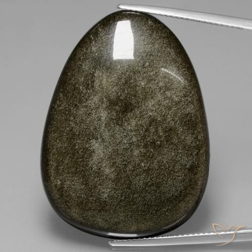 45.21 ct Pear Obsidian, 36.5 x 27 mm From Mexico, Photo A