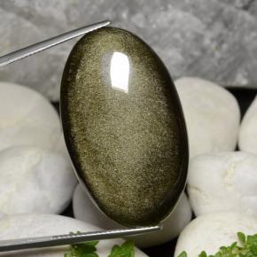 40.40 ct Black Obsidian Gemstone, Obsidian Gem in Oval Cabochon Shape for Sale.