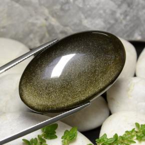 40.40 ct Black Obsidian Stone, Natural Obsidian in Oval Cabochon Shape for Sale