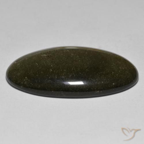 Obsidian Gemstone in 33.2 x 20.2 mm Size for Sale, Obsidian Stone in Black with Gold Sheen Color