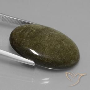 Obsidian Gemstone in 29.1 x 19.7 mm Size for Sale, Obsidian Stone in Black with Gold Sheen Color