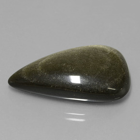 32.65 ct Gold Obsidian Stone, Natural Obsidian in Pear Cabochon Shape for Sale