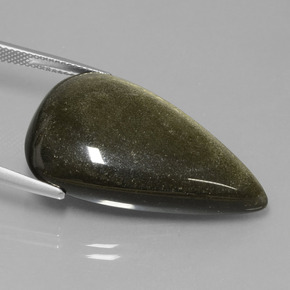 Obsidian Gemstone in 36 x 19.8 mm Size for Sale, Obsidian Stone in Gold Sheen Color