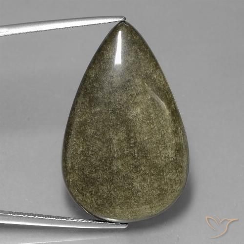 30.31ct Natural Multicolor Obsidian, Pear Shape, Opaque