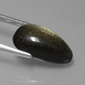 Obsidian Gemstone in 18.4 x 10.3 mm Size for Sale, Obsidian Stone in Gold Sheen Color