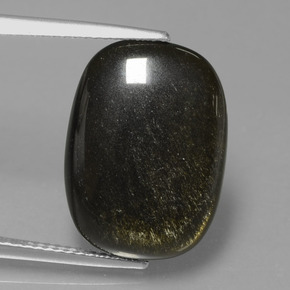 7.56 ct Gold Obsidian Gemstone, Obsidian Gem in Cushion Cabochon Shape for Sale.