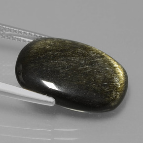 Obsidian Gemstone in 17.7 x 12.9 mm Size for Sale, Obsidian Stone in Gold Sheen Color