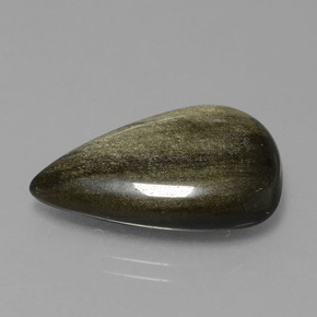 10.03 ct Gold Obsidian Stone, Natural Obsidian in Pear Cabochon Shape for Sale
