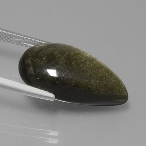 Obsidian Gemstone in 20.5 x 11.9 mm Size for Sale, Obsidian Stone in Gold Sheen Color
