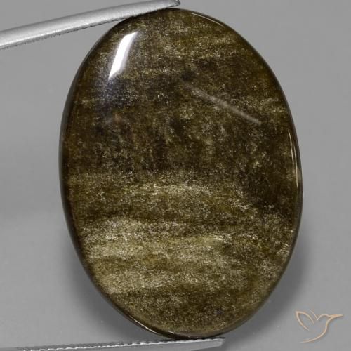 28.57ct Natural Brown Black Obsidian, Oval, Opaque
