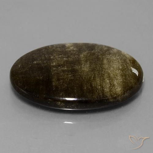 28.57 ct Golden Obsidian Stone, Natural Obsidian in Oval Cabochon Shape for Sale
