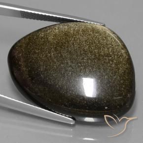 Obsidian Gemstone in 31.5 x 24.3 mm Size for Sale, Obsidian Stone in Brown Black Color