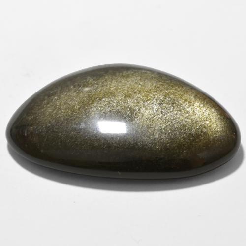 Obsidian Gemstone in 34 x 24 mm Size for Sale, Obsidian Stone in Black with Gold Sheen Color