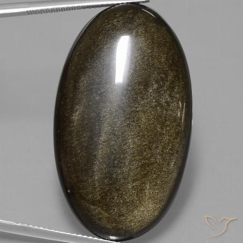 51.67ct Natural Black with Gold Sheen Obsidian, Oval, Opaque