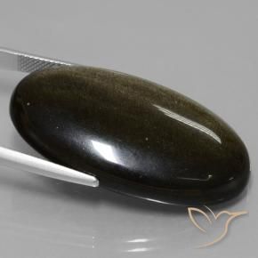 Obsidian Gemstone in 39 x 22.8 mm Size for Sale, Obsidian Stone in Black with Gold Sheen Color