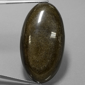 52.66 ct Gold Obsidian Gemstone, Obsidian Gem in Oval Cabochon Shape for Sale.