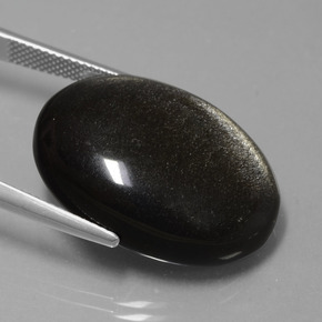 Obsidian Gemstone in 25.9 x 18.7 mm Size for Sale, Obsidian Stone in Gold Sheen Color