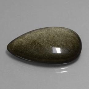 21.67 ct Black Obsidian Stone, Natural Obsidian in Pear Cabochon Shape for Sale