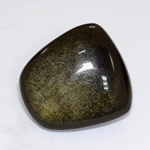 Obsidian Gemstone in 22.4 x 20.8 mm Size for Sale, Obsidian Stone in Black with Bronze Color