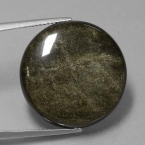 24.98 ct Black Obsidian Gemstone, Obsidian Gem in Round Cabochon Shape for Sale.