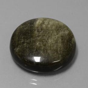 24.98 ct Black Obsidian Stone, Natural Obsidian in Round Cabochon Shape for Sale