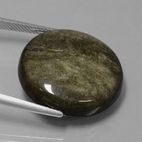 Obsidian Gemstone in 22.6 mm Size for Sale, Obsidian Stone in Light Blackish Brown Color