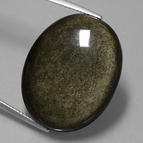 25.43 ct Black Obsidian Gemstone, Obsidian Gem in Oval Cabochon Shape for Sale.