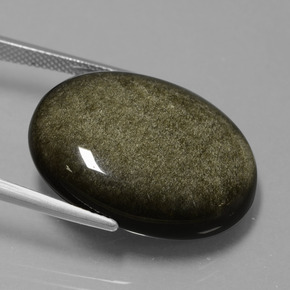 Obsidian Gemstone in 25.4 x 20.3 mm Size for Sale, Obsidian Stone in Black Gold Sheen Color